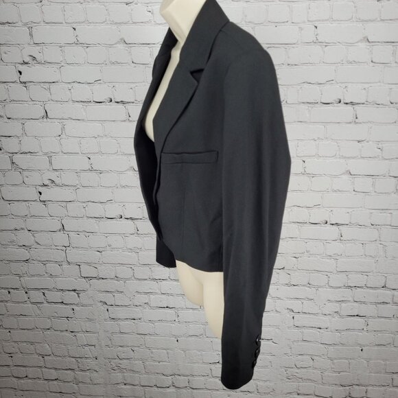 We The Free Free People Black Buttoned Cropped Notch Blazer Jacket Size Small S - Picture 12 of 14